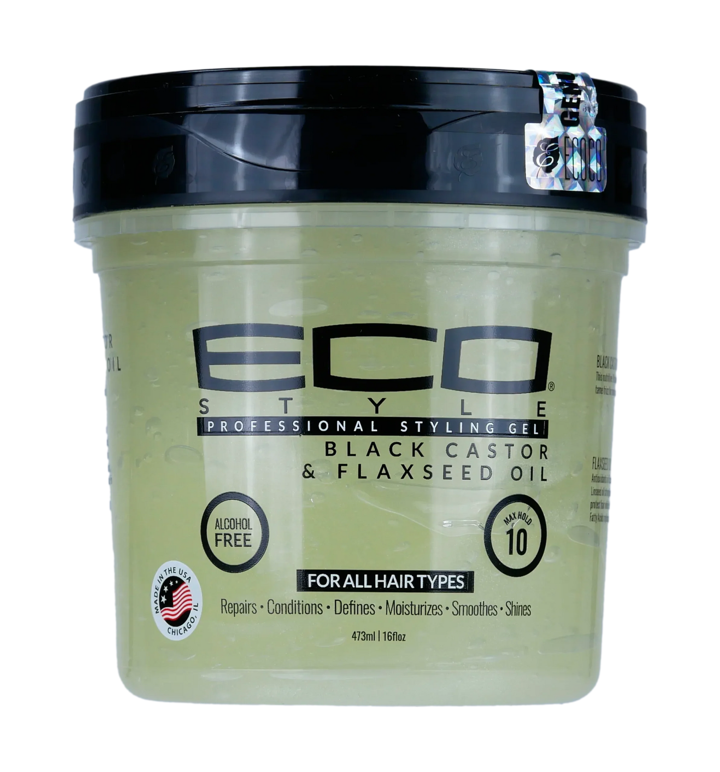 Eco Style Professional Styling Gel Black Castor & Flaxseed Oil Styling Gel